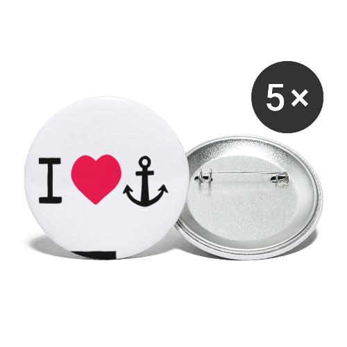 I Love Anker schwarz - Buttons klein 25 mm (5er Pack)