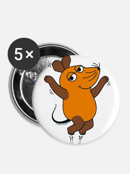 Die Maus springt - Buttons klein 25 mm (5er Pack) - Weiß