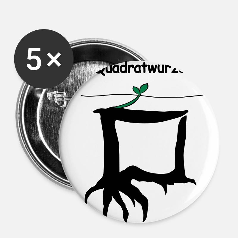Mathe Spruch Quadratwurzel - Buttons klein 25 mm (5er Pack) - Weiß