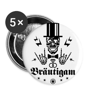 64 Skull Bräutigam Totenkopf Zylinder JGA Team - Buttons klein 25 mm (5er Pack) - Weiß - Vorne