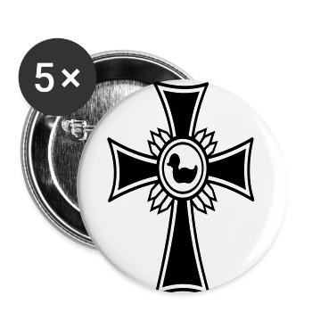 Médaille de canard / iron duck medal (1c) - Lot de 5 petits badges (25 mm) - blanc - Devant