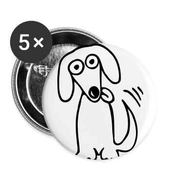 lustiger süßer Hund Dackel Comic Cartoon Hunde Fun - Buttons klein 25 mm (5er Pack) - Weiß - Vorne