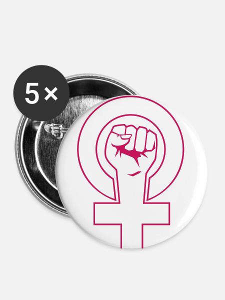 feministin - Buttons klein 25 mm (5er Pack) - Weiß