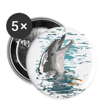 Delfin - Buttons klein 25 mm (5er Pack) - Weiß - Vorne