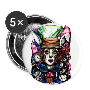 Alice im Wunderland - Buttons klein 25 mm (5er Pack) - Weiß - Vorne