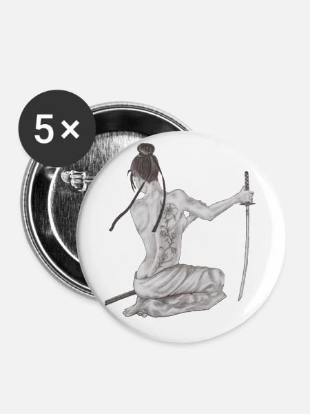 Der Samurai - Buttons klein 25 mm (5er Pack) - Weiß