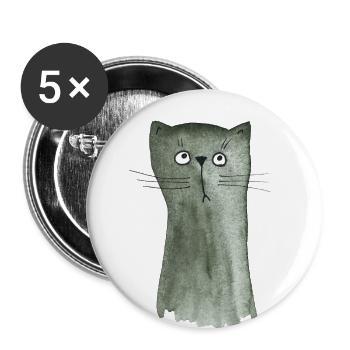 Kätzchen grau - Buttons klein 25 mm (5er Pack) - Weiß - Vorne