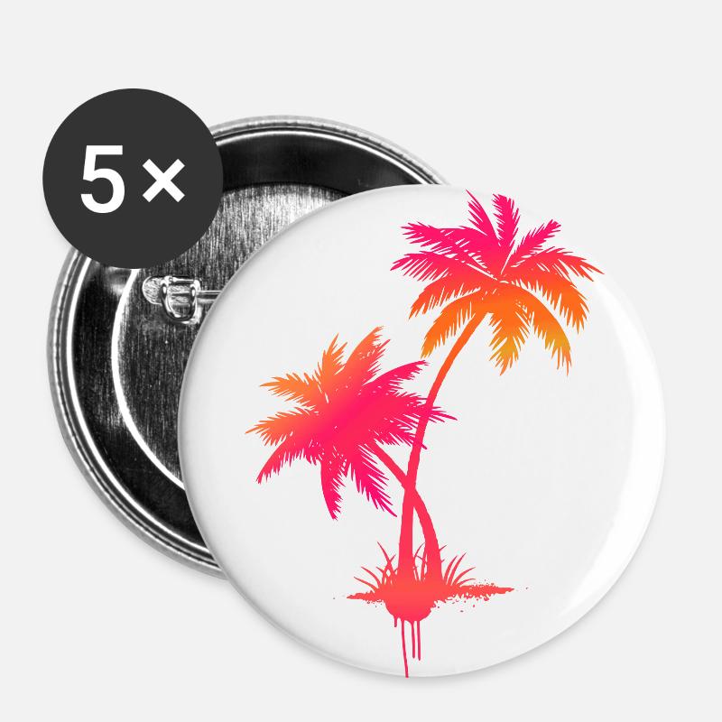 Palm tree graffiti in neon surf style - Buttons small 1''/25 mm (5-pack) - white