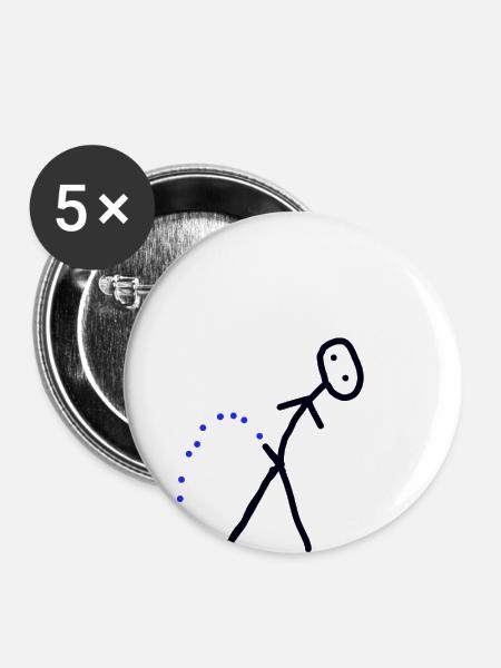 Strichmännchen das Pinkelt - Buttons klein 25 mm (5er Pack) - Weiß