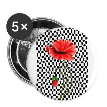 Rote Mohnblume - Buttons klein 25 mm (5er Pack) - Weiß - Vorne