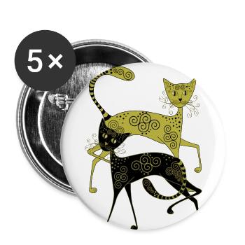 chat doré et noir avec motif abstrait - Lot de 5 petits badges (25 mm) - blanc - Devant