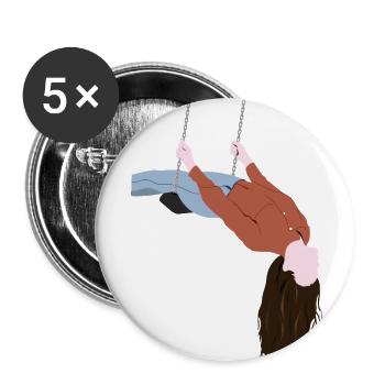 Mädchen auf Schaukel- Girl - Buttons klein 25 mm (5er Pack) - Weiß - Vorne