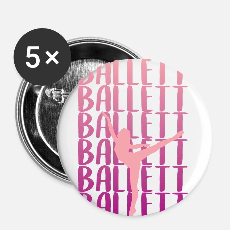 Ballet Ballet Ballet - Lot de 5 petits badges (25 mm) - blanc