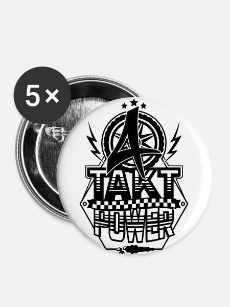 4-Takt-Power / Viertaktpower - Buttons klein 25 mm (5er Pack) - Weiß
