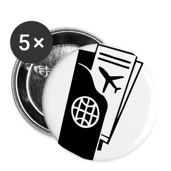 Plane ticket - Buttons small 1''/25 mm (5-pack) - white - Front