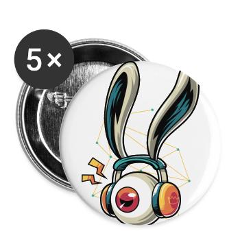 Auge mit Kopfhörern - Buttons klein 25 mm (5er Pack) - Weiß - Vorne