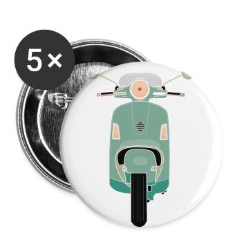 Grüner Roller - Buttons klein 25 mm (5er Pack) - Weiß - Vorne
