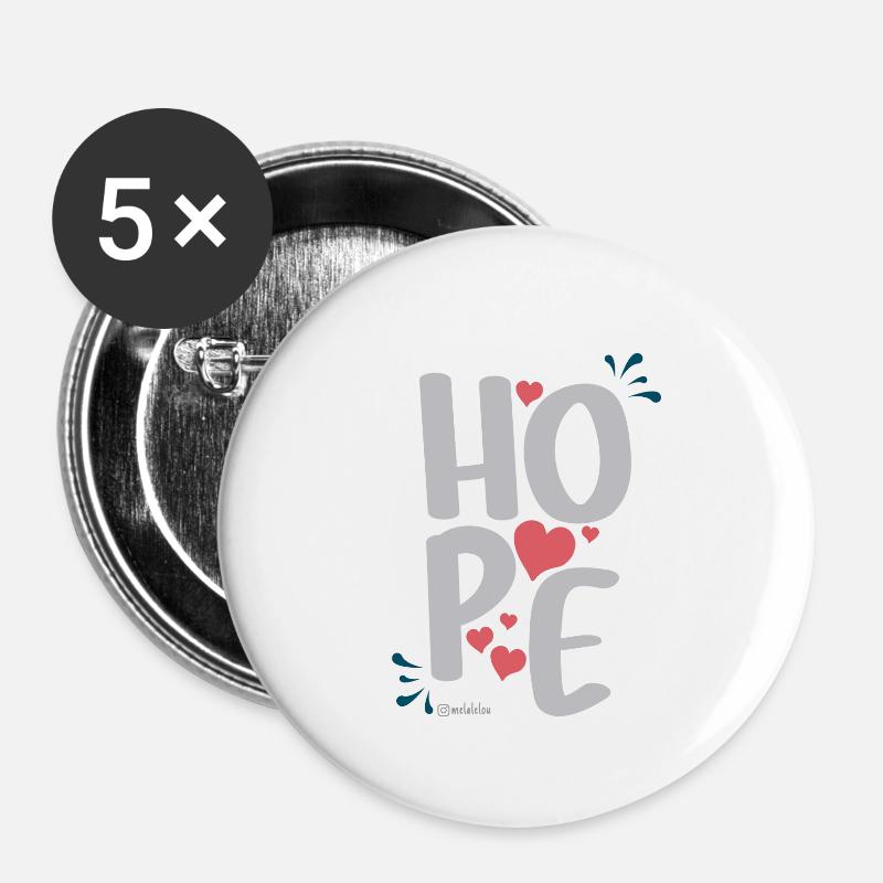 Hope - Buttons klein 25 mm (5er Pack) - Weiß