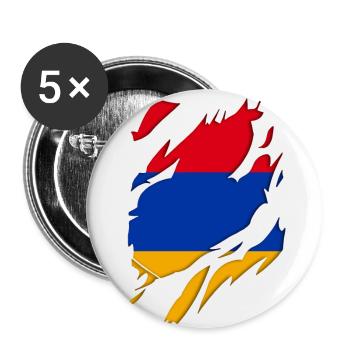 Armenia flag torn motif - Buttons small 1''/25 mm (5-pack) - white - Front