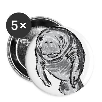 Design avec la laque / Oeuvres d’art avec une Manatee - Lot de 5 petits badges (25 mm) - blanc - Devant