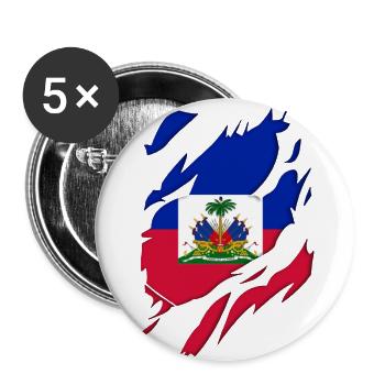 Haiti flag torn motif - Buttons small 1''/25 mm (5-pack) - white - Front