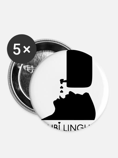 CUBI LINGUS! - Buttons klein 25 mm (5er Pack) - Weiß
