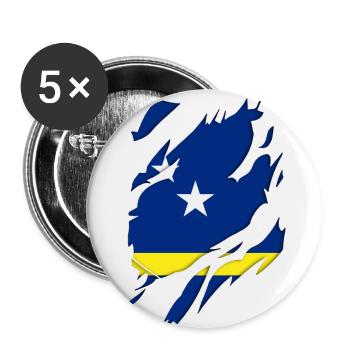Curaçao flag torn motif - Buttons small 1''/25 mm (5-pack) - white - Front