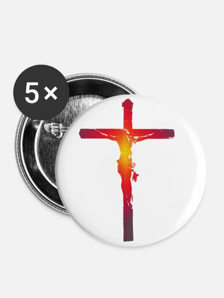 Christus am Kreuz - Buttons klein 25 mm (5er Pack) - Weiß