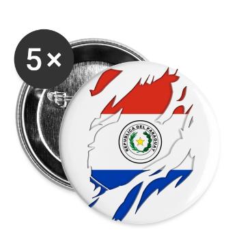 Paraguay flag torn motif - Buttons small 1''/25 mm (5-pack) - white - Front