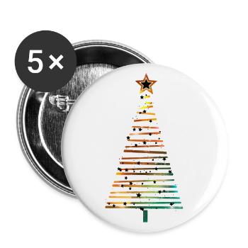 Sapin de Noël - Lot de 5 petits badges (25 mm) - blanc - Devant