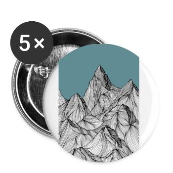 Berge als Skizze in blau - Buttons klein 25 mm (5er Pack) - Weiß - Vorne