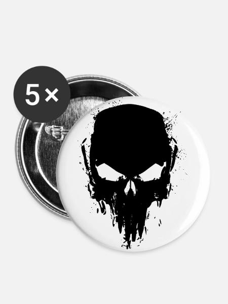 totenkopf schlicht - Buttons klein 25 mm (5er Pack) - Weiß