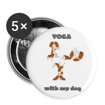Yoga for Dogs Cocker Spaniel flexible stretching - Buttons small 1''/25 mm (5-pack) - white - Front