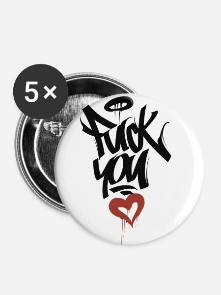 Fick dich - Buttons klein 25 mm (5er Pack) - Weiß