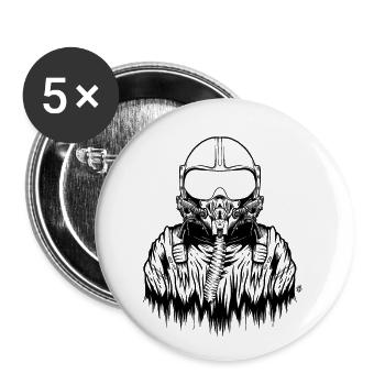 Pilote de chasse - Lot de 5 petits badges (25 mm) - blanc - Devant