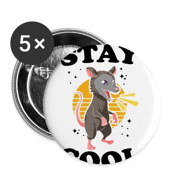 Opossum Design für Waschbär Fans und Beutelratze - Buttons klein 25 mm (5er Pack) - Weiß - Vorne