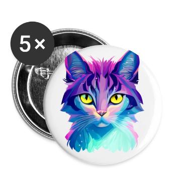 Cat Colorful - Buttons small 1''/25 mm (5-pack) - white - Front