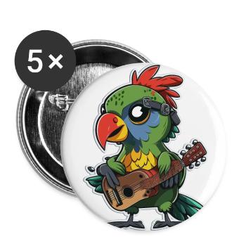 Rockin Parrot - Buttons small 1''/25 mm (5-pack) - white - Front