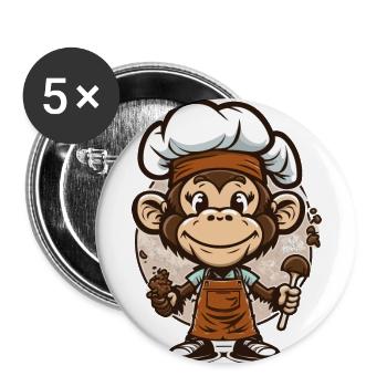 Der kulinarische Primat - Buttons klein 25 mm (5er Pack) - Weiß - Vorne