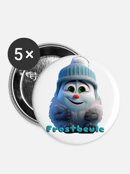 Frostbeule - Buttons klein 25 mm (5er Pack) - Weiß