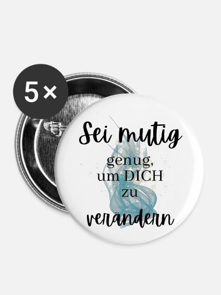 POSITIVE EINSTELLUNG MINDSET Motivation - Buttons klein 25 mm (5er Pack) - Weiß