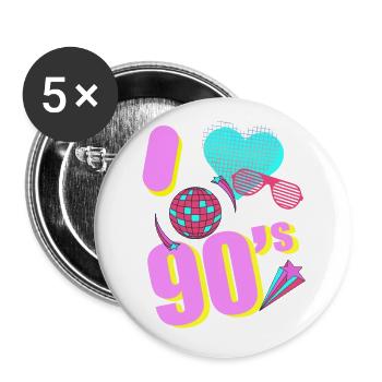 I love 90´s - Buttons klein 25 mm (5er Pack) - Weiß - Vorne