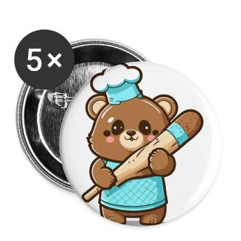 Beary Sweet Treats - Buttons small 1''/25 mm (5-pack) - white - Front