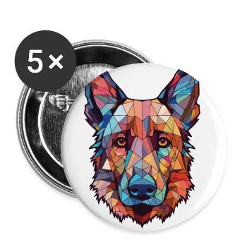 Belgian Shepherd Dog Breed Watercolor Illustration - Buttons small 1''/25 mm (5-pack) - white - Front
