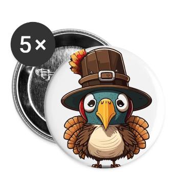 Thanksgiving Truthahn - Buttons klein 25 mm (5er Pack) - Weiß - Vorne