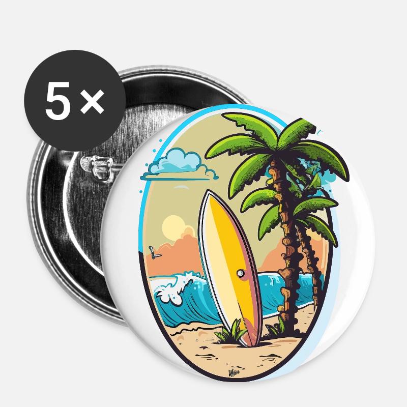 The Wave Rider - Buttons small 1''/25 mm (5-pack) - white