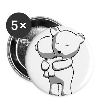 Teddybär mit Kind im Kritzel Look - Buttons klein 25 mm (5er Pack) - Weiß - Vorne