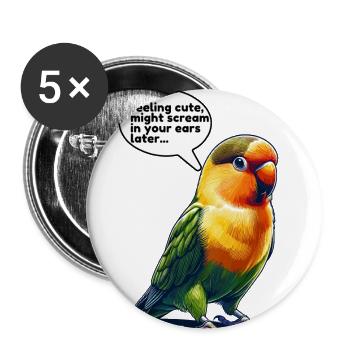 Lovebird funny - Buttons small 1''/25 mm (5-pack) - white - Front