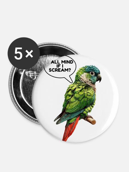 Grünwangiges Conure-Meme - Buttons klein 25 mm (5er Pack) - Weiß