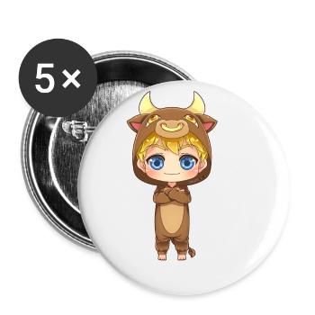 MOSBIES Stier Sternzeichen Horoskop Geschenk - Buttons klein 25 mm (5er Pack) - Weiß - Vorne